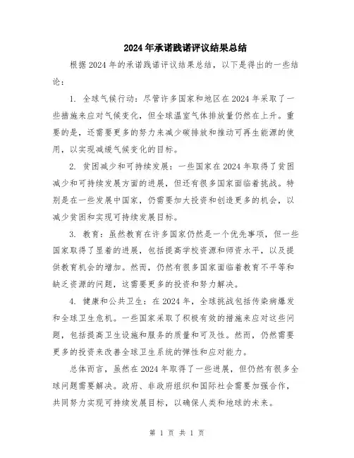 2024年承诺践诺评议结果总结