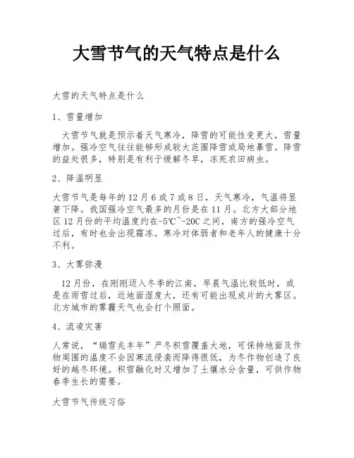 大雪节气的天气特点是什么