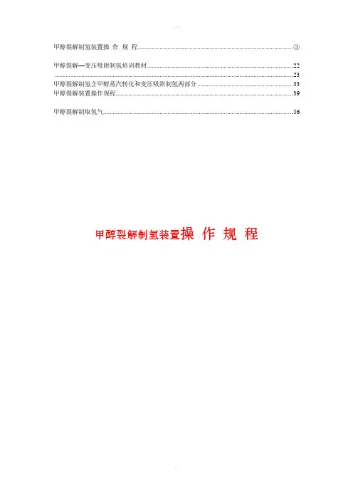 甲醇裂解法制氢气规程、教材(3)