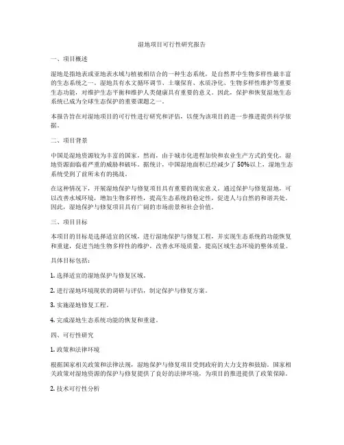 湿地项目可行性研究报告