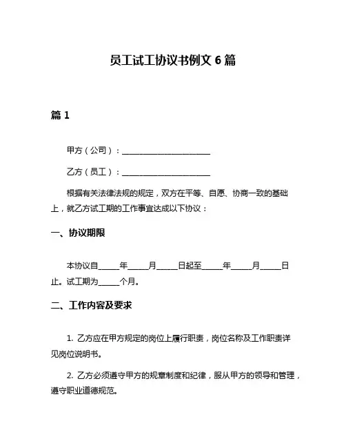 员工试工协议书例文6篇