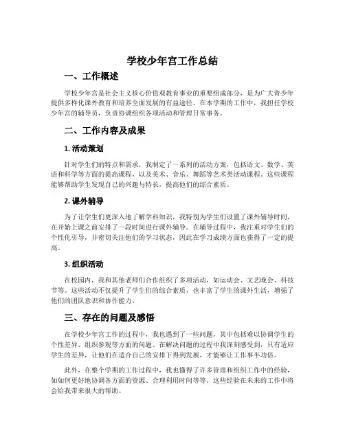学校少年宫工作总结