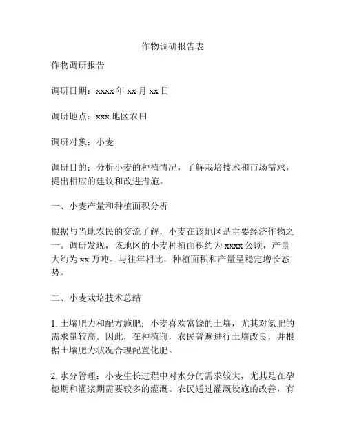 作物调研报告表