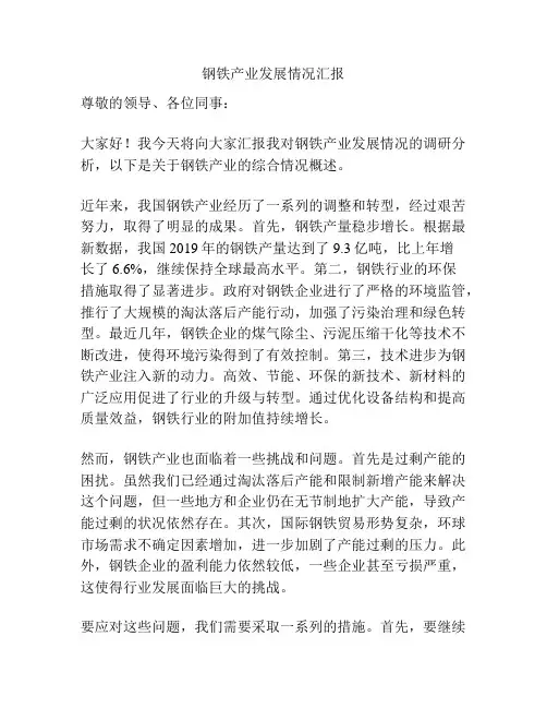 钢铁产业发展情况汇报