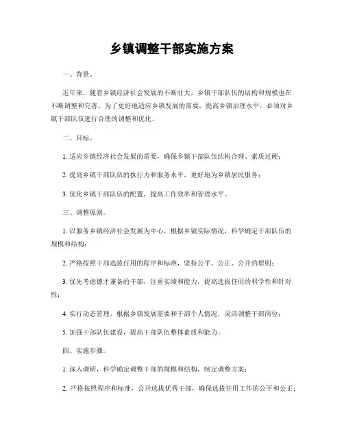 乡镇调整干部实施方案