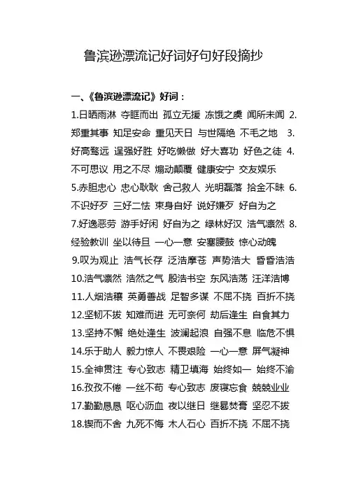鲁滨逊漂流记好词好句好段摘抄