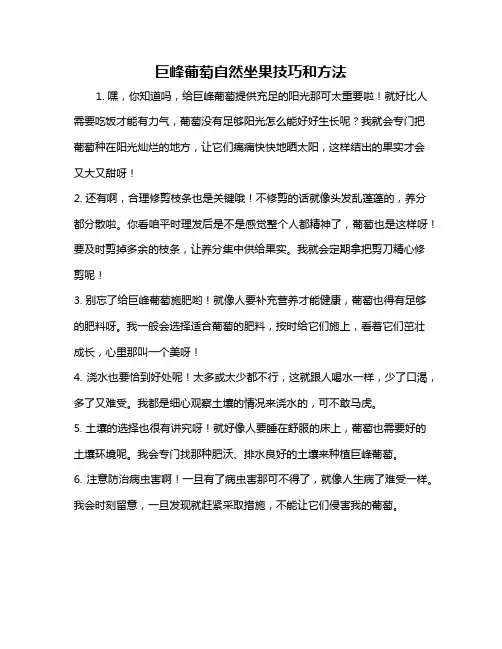 巨峰葡萄自然坐果技巧和方法
