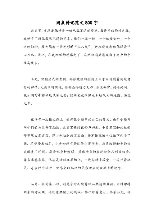 同桌传记范文800字