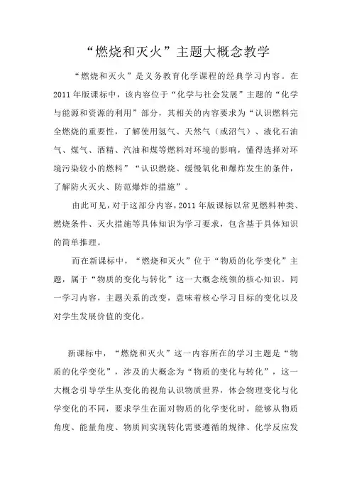 “燃烧和灭火”主题大概念教学-九年级化学人教版上册