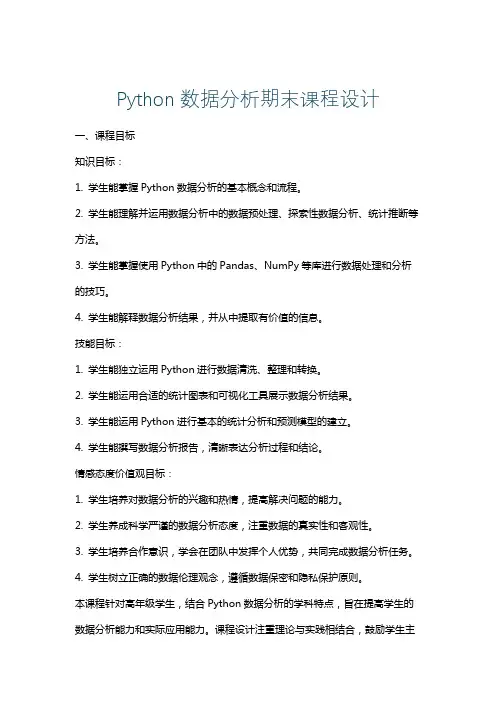 Python数据分析期末课程设计