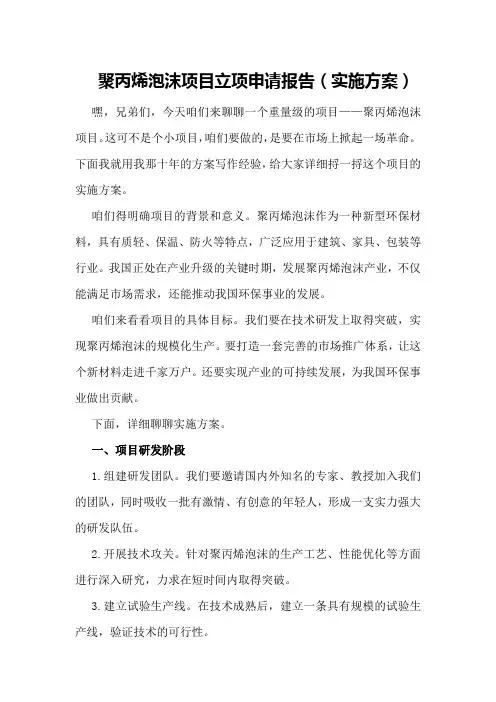 聚丙烯泡沫项目立项申请报告