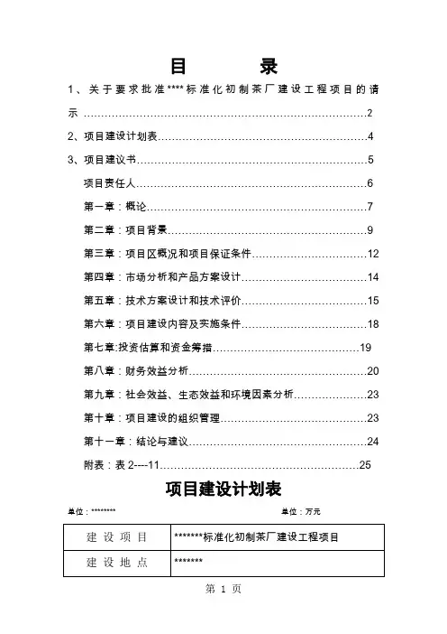 标准化茶叶初制厂改造项目建议24页