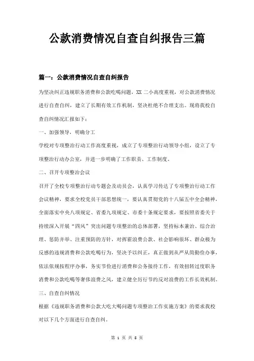 公款消费情况自查自纠报告三篇