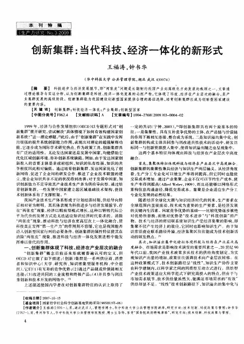 创新集群：当代科技、经济一体化的新形式