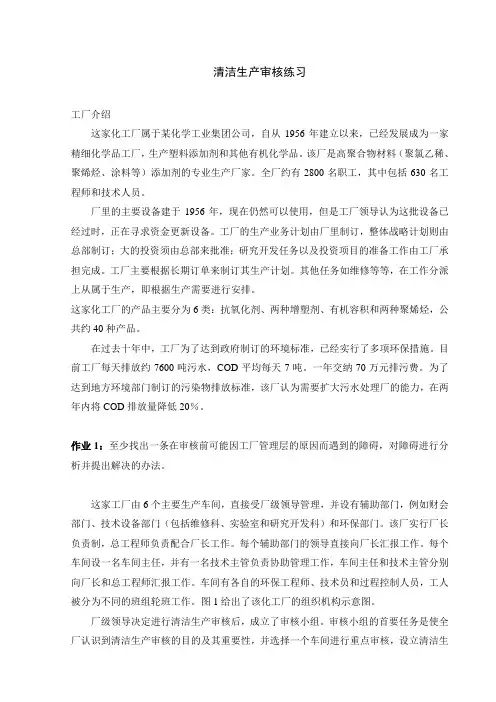 清洁生产审核练习学习资料