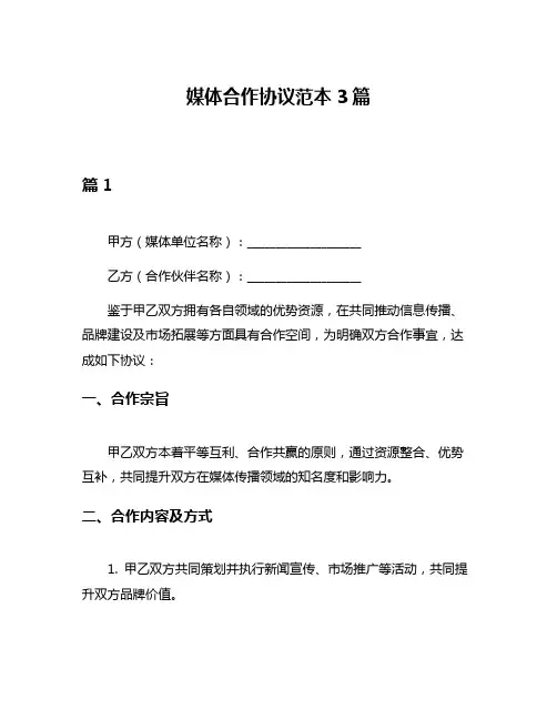 媒体合作协议范本3篇