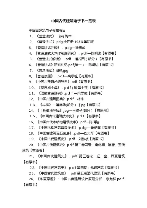 中国古代建筑电子书一览表