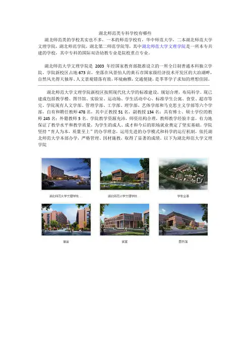 湖北师范类专科学校有哪些