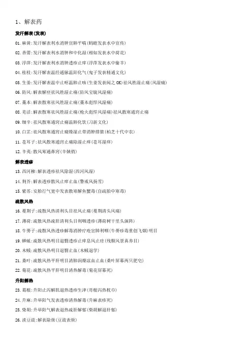 执业药师考试中药学常用单味中药记忆口诀