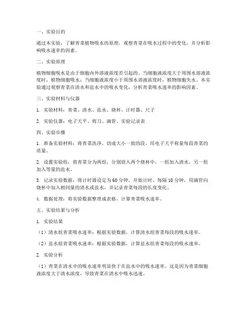 青菜植物吸水实验报告