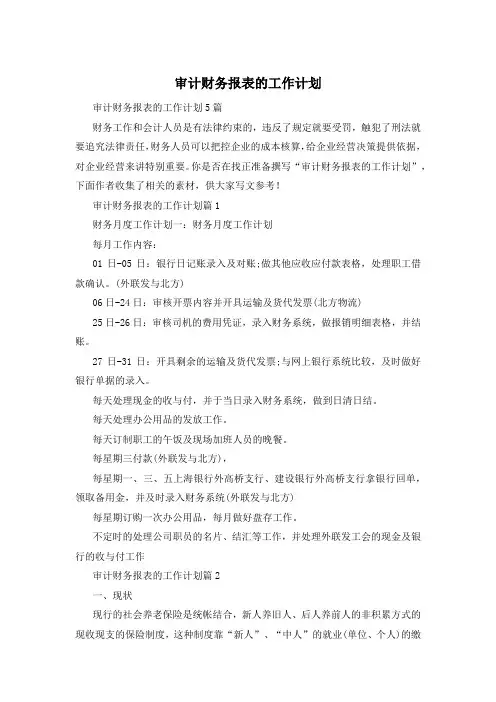 审计财务报表的工作计划