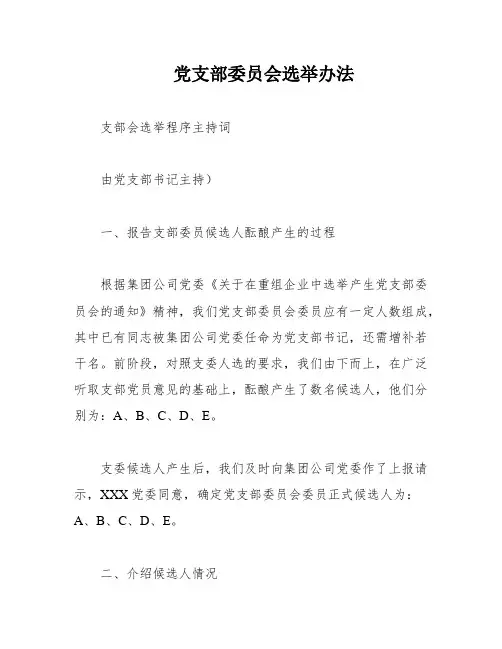 党支部委员会选举办法