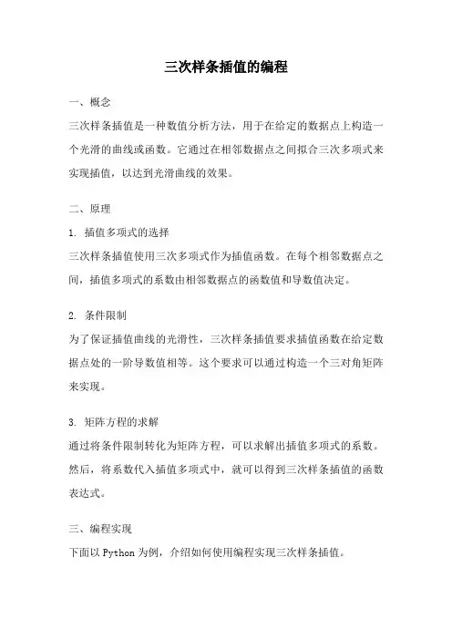 三次样条插值的编程