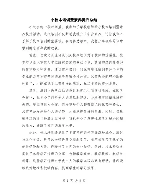 小校本培训暨素养提升总结