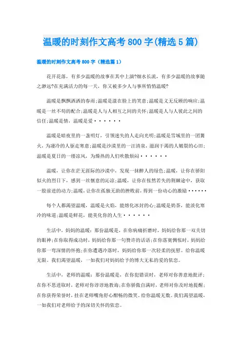 温暖的时刻作文高考800字(精选5篇)