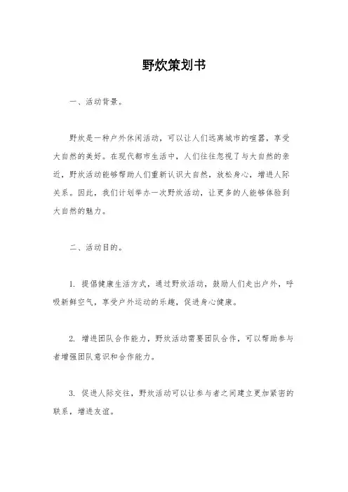 野炊策划书