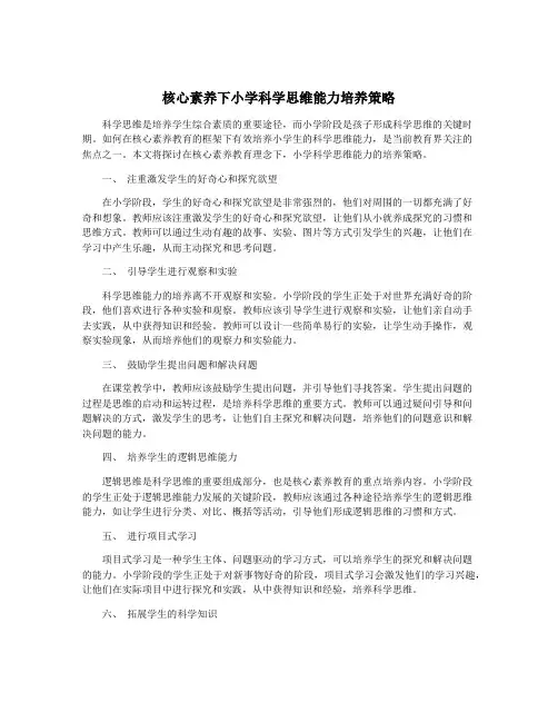 核心素养下小学科学思维能力培养策略