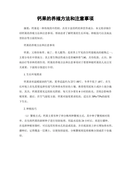 钙果的养殖方法和注意事项
