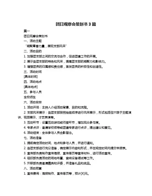 团日观摩会策划书3篇
