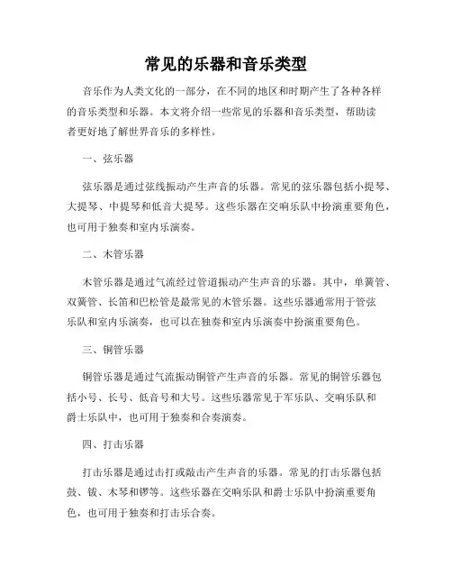 常见的乐器和音乐类型