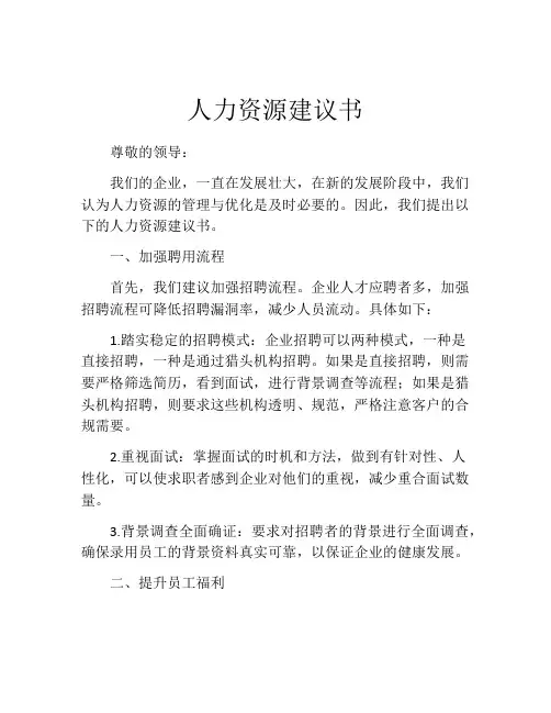 人力资源建议书
