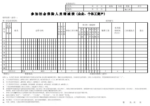 参加社会保险人员增减表