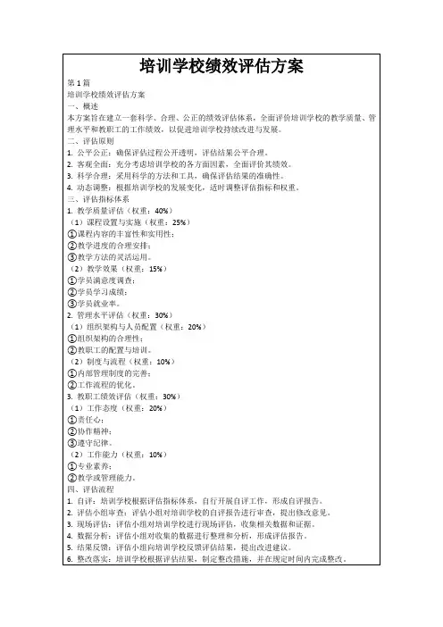培训学校绩效评估方案