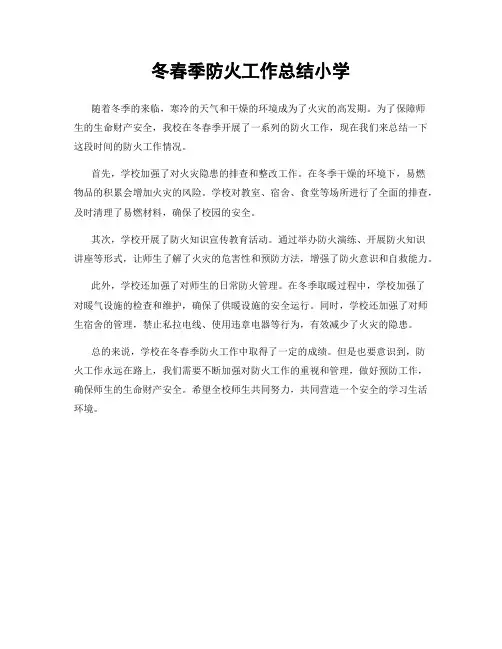 冬春季防火工作总结小学