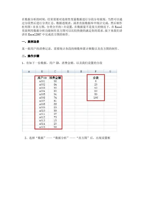 用Excel进行数据分析：制作直方图