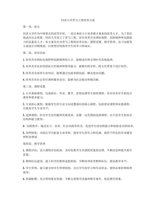 同济大学青马工程培养方案