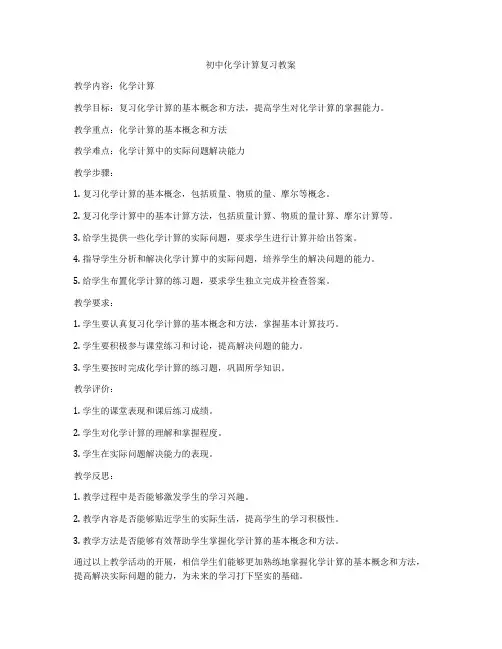 初中化学计算复习教案
