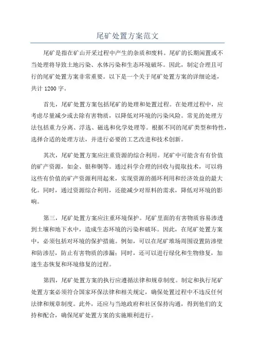 尾矿处置方案范文