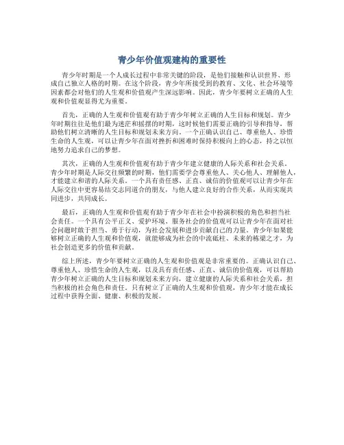 青少年要树立正确的人生观和价值观吗