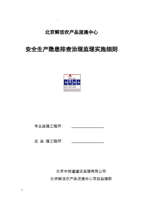 安全生产隐患排查治理监理实施细则(最终版)