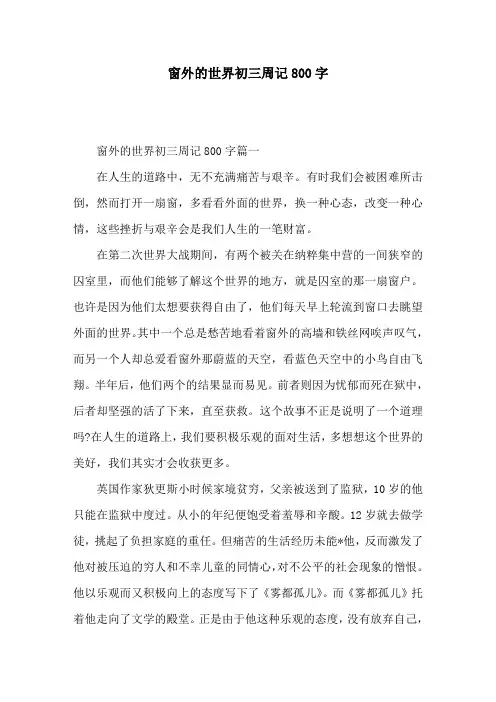 窗外的世界初三周记800字