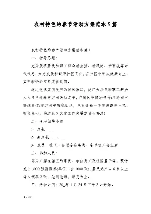 农村特色的春节活动方案范本5篇