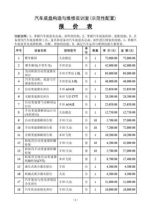 汽车底盘构造与维修实训室