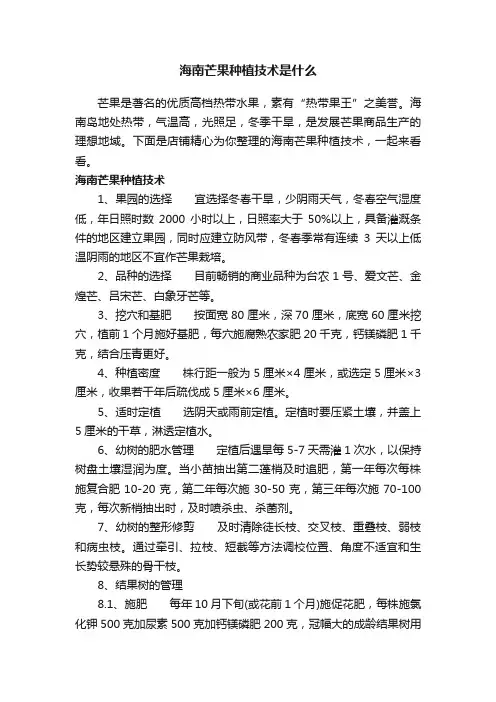 海南芒果种植技术是什么