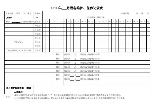 剪板机点检表(编)