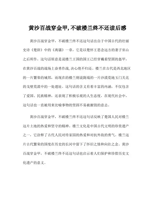 黄沙百战穿金甲,不破楼兰终不还读后感